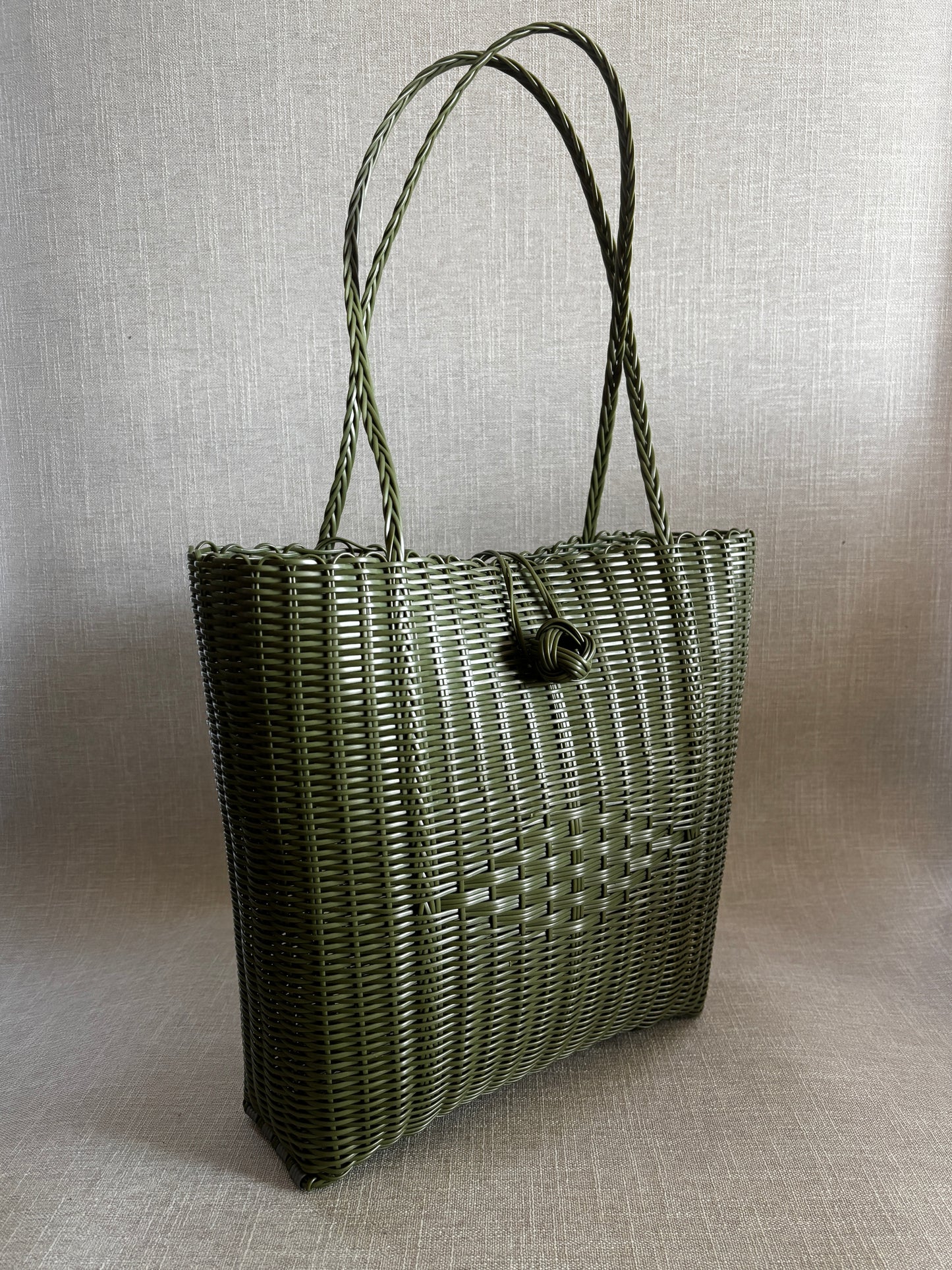 Hand Woven Basket Tote Khaki