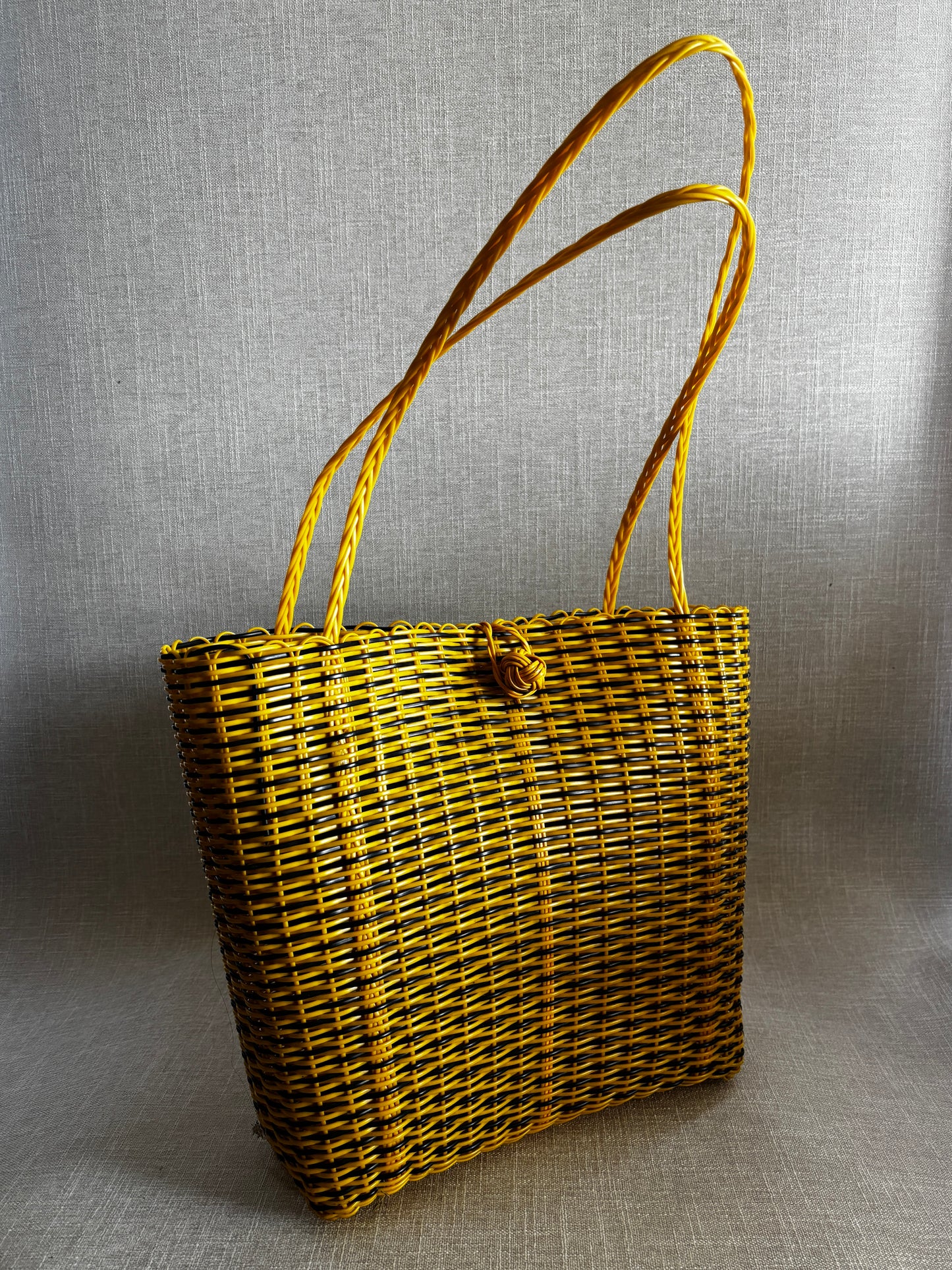 Hand Woven Basket Tote - Yellow and Black